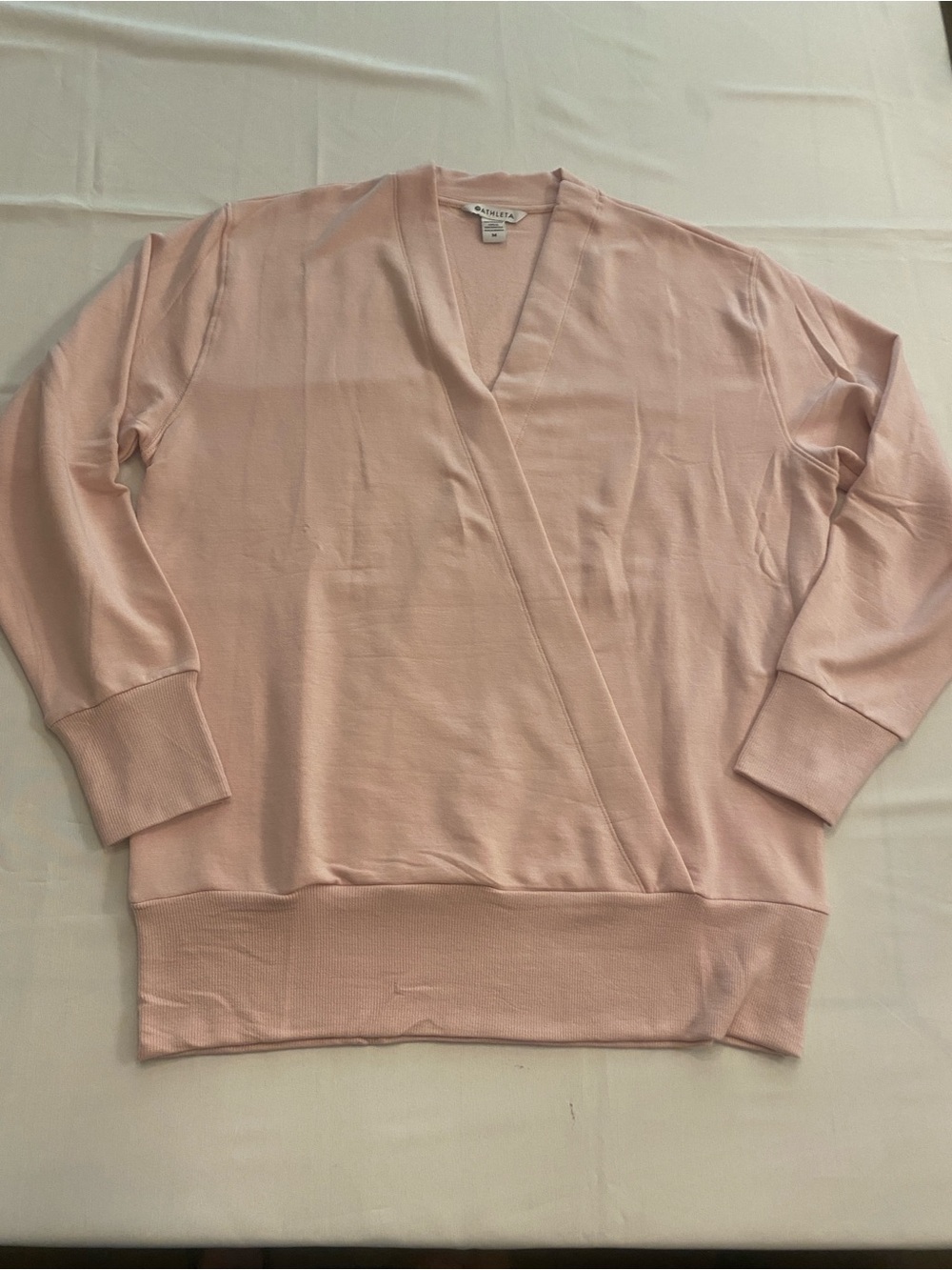 Athleta Women's Pink Blush V-Neck Wrap Pullover Sweatshirt New size M